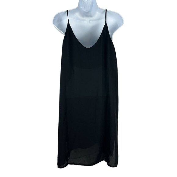 Black Sleeveless Slip Dress By Meraki Size L 100% Polyester Lightweight Minimali - Picture 7 of 7